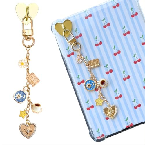 Romukuku Cute Charm Chains for Kindle, Accessories for E-reader Phone Charm Chain, Bookish Gift, Booklover Stainless Steel Keychain (Coffee-Heart) | Amazon (US)