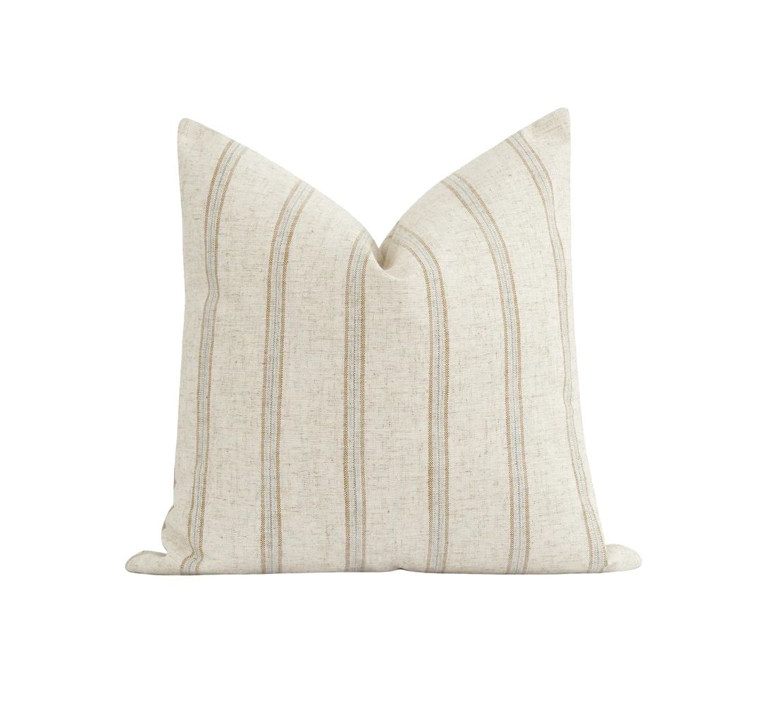 Sandstone Stripe Pillow Cover, Farmhouse Pillow Cover, Double Sided Designer Pillow Cover, Sand, ... | Etsy (US)