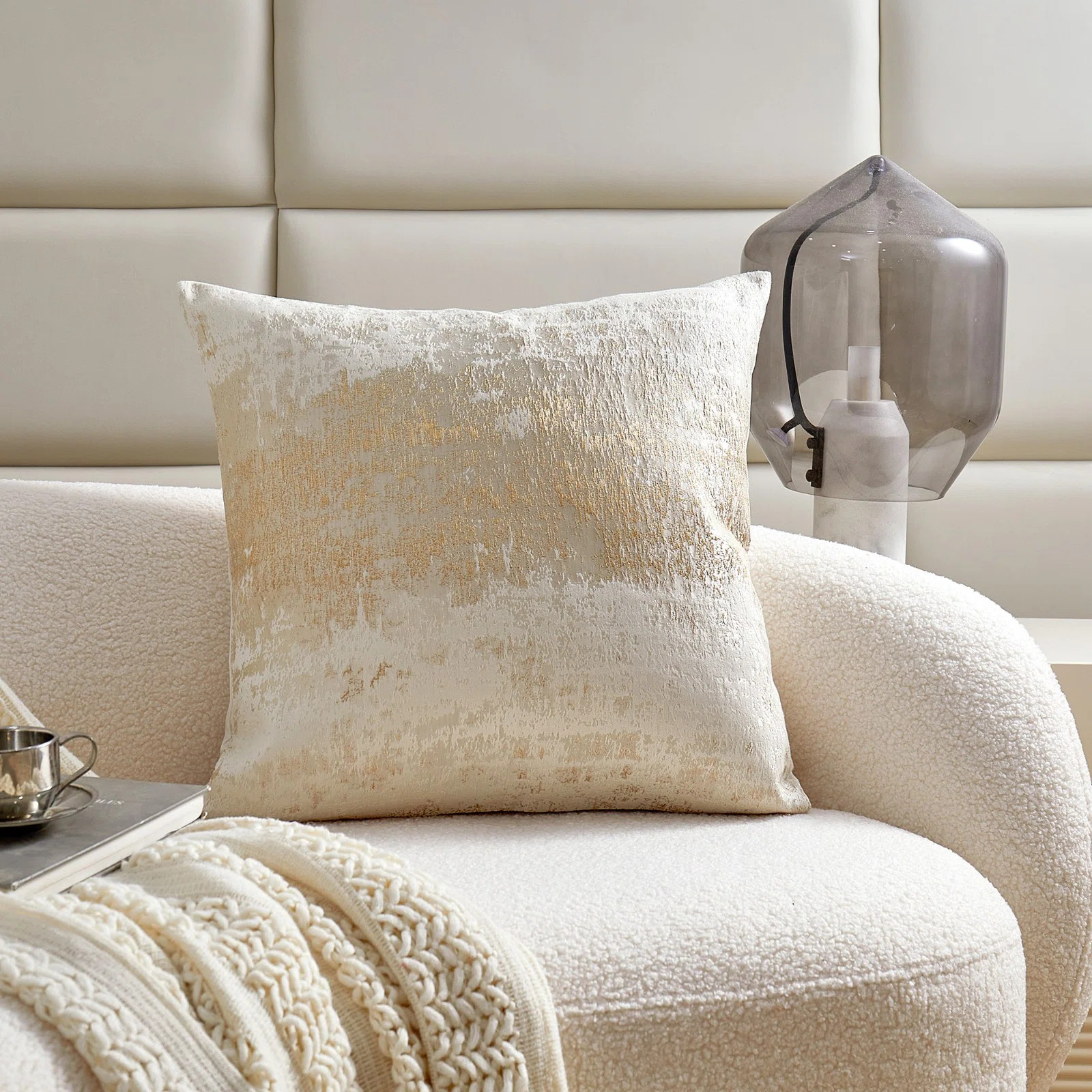 Glam Jacquard & Velvet Throw Square Accent Pillow Cover 20"x20" 1Piece | Wayfair North America