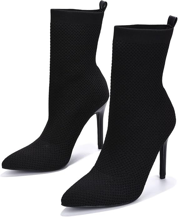 Cape Robbin Sisa Sexy Stiletto High Heels for Women, Woven Knit Sock Ankle Booties | Amazon (US)