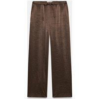 Zara - Satin Straight Pants - Brown - Xs - Woman | Zara US