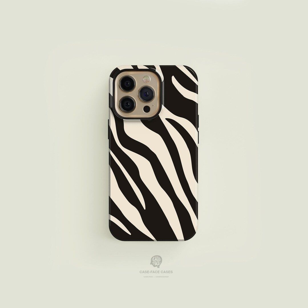 Zebra Print Patterned Black and Cream MagSafe Tough Phone Cases, iPhone 14 Pro Max Case, iPhone 1... | Etsy (US)