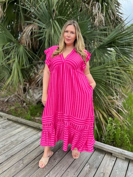 Cannot get over this beautiful dress from Anthropologie!! Would be good for any summer occasion! The quality is unmatched. I’m wearing the 2x here but the armholes are a little big, I probably could have done the 1x. For reference I’m normally an 18/20/2x and I have a 42DD chest. 

#LTKcurves #LTKSeasonal #LTKwedding