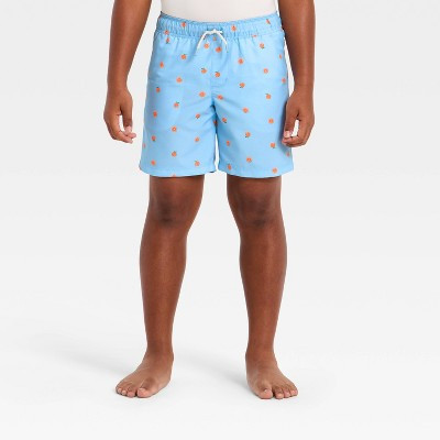Boys' Fruit Printed Swim Trunks - Cat & Jack™ Light Blue/ Orange M Husky | Target