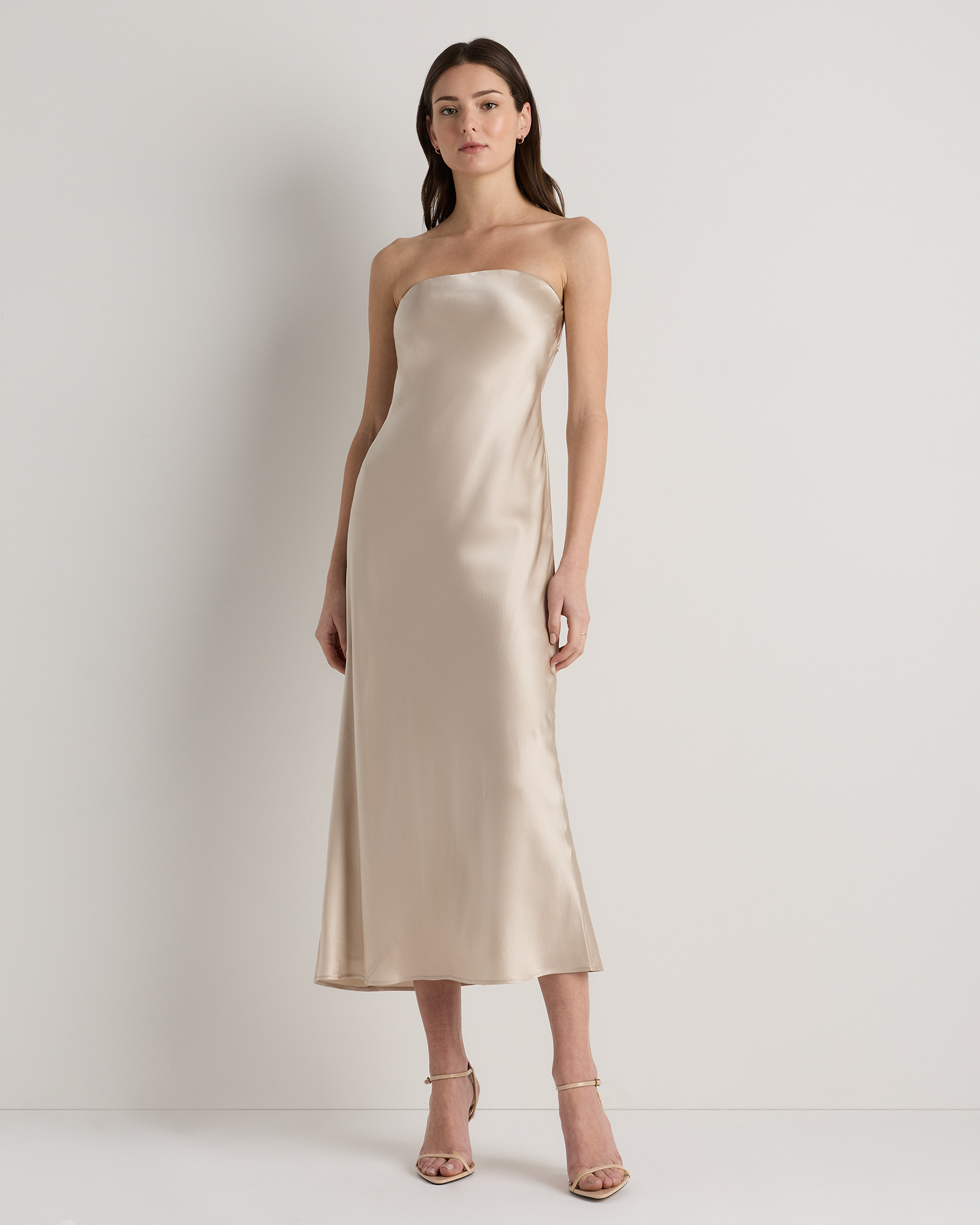 Quince | Women's Strapless Midi Dress in Navy, Size XL, Mulberry Silk | Quince
