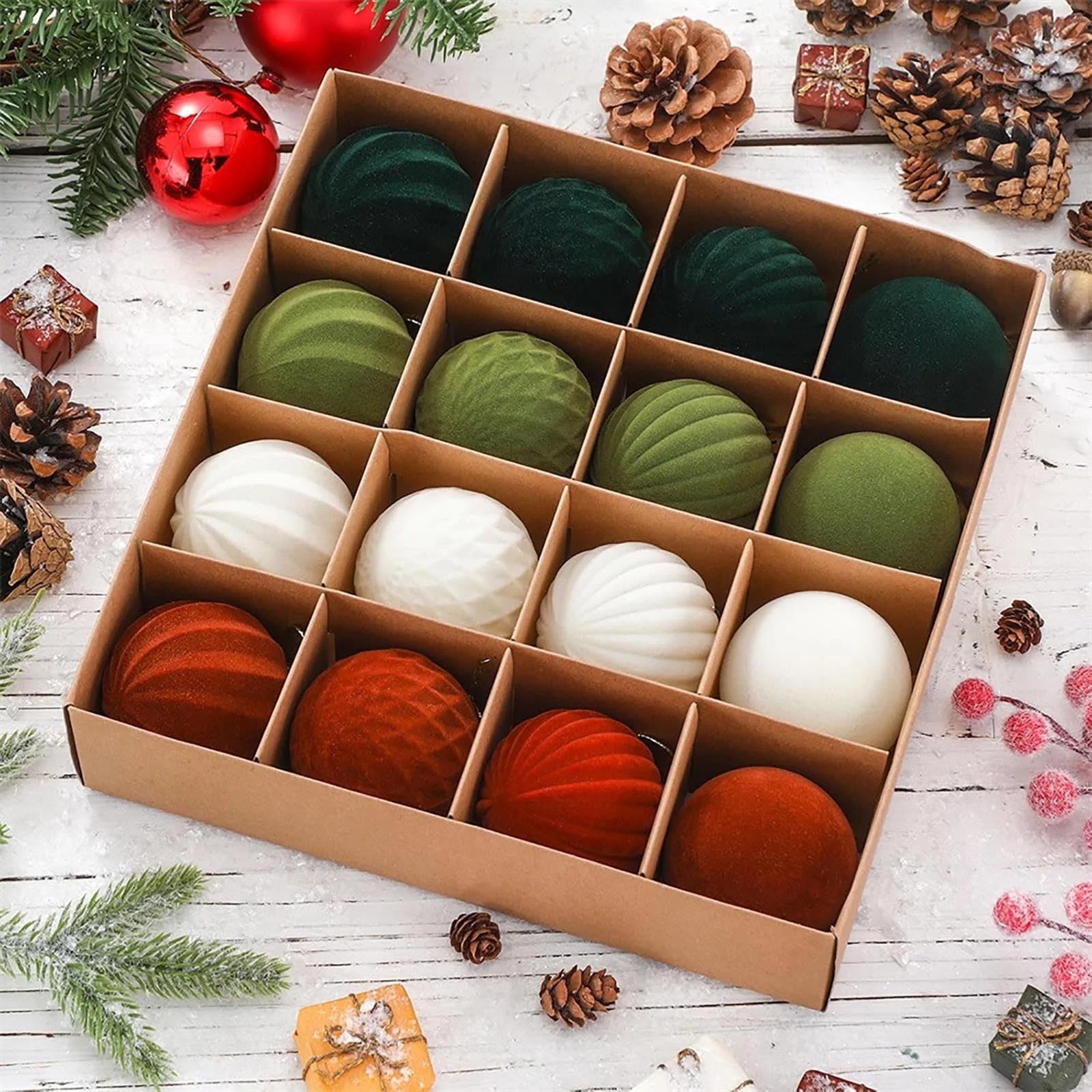 Fuebueo Christmas Ball Ornaments 16 Pcs Velvet Christmas Tree Ornaments Christmas Tree Hanging Or... | Walmart (US)