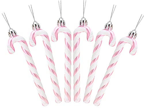Christmas Concepts® Pack of 6-13cm Glitter Candy Cane Christmas Tree Decorations/Ornaments (Baby Pink) | Amazon (US)