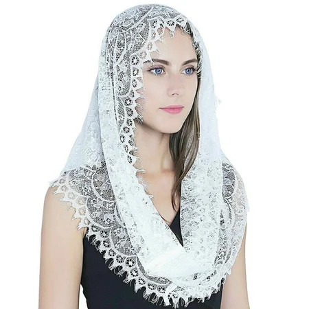 Lace Mantilla Veil Soft and Comfortable 2 Colors Black and White Spanish Style Rose Lace Veil for He | Walmart (US)