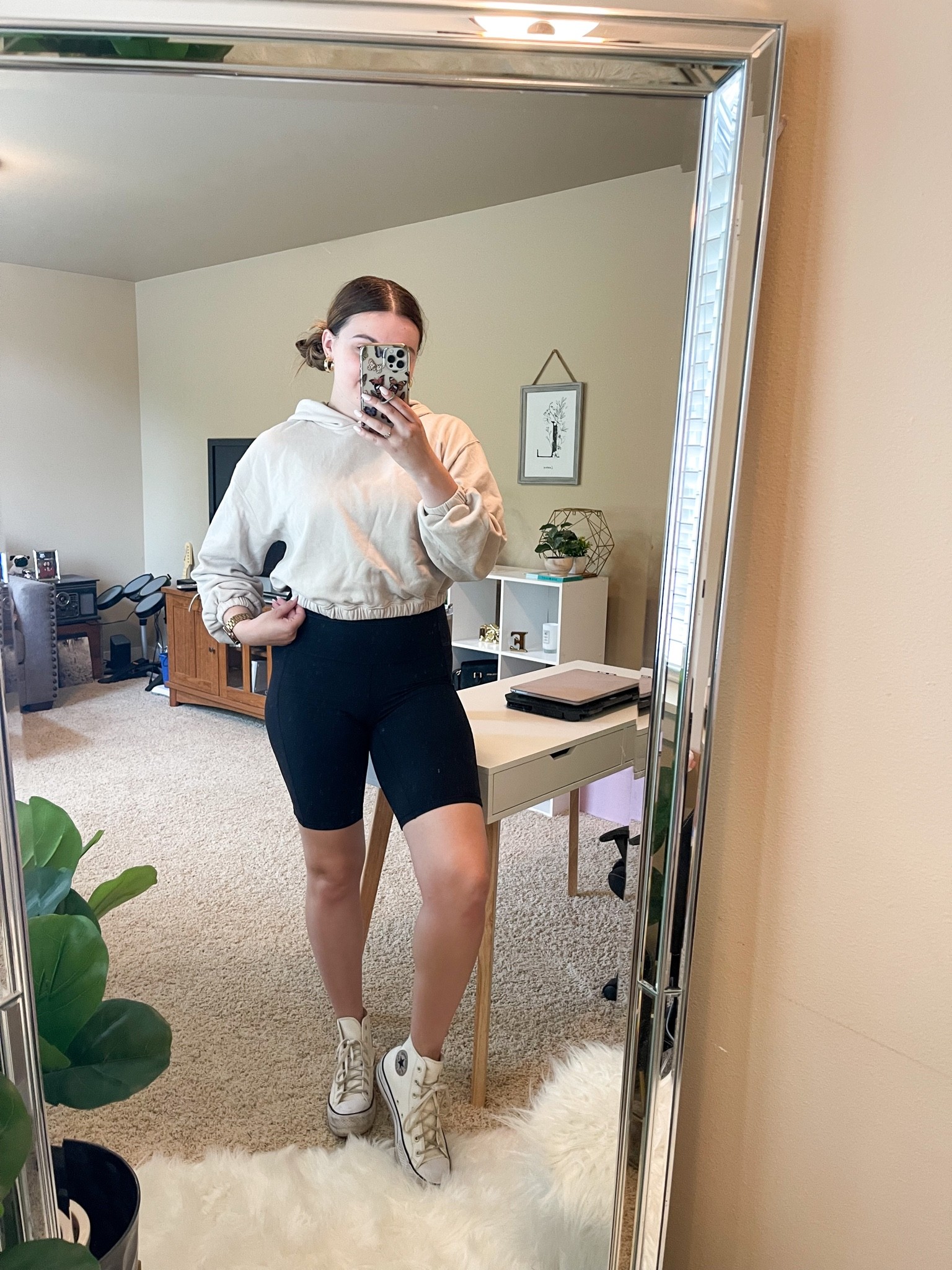 Cozy athleisure outfit idea perfect for midsize girls. 

I’m wearing a M sweatshirt, size L romper and size 9 sneakers 

#LTKunder100 #LTKcurves #LTKSeasonal