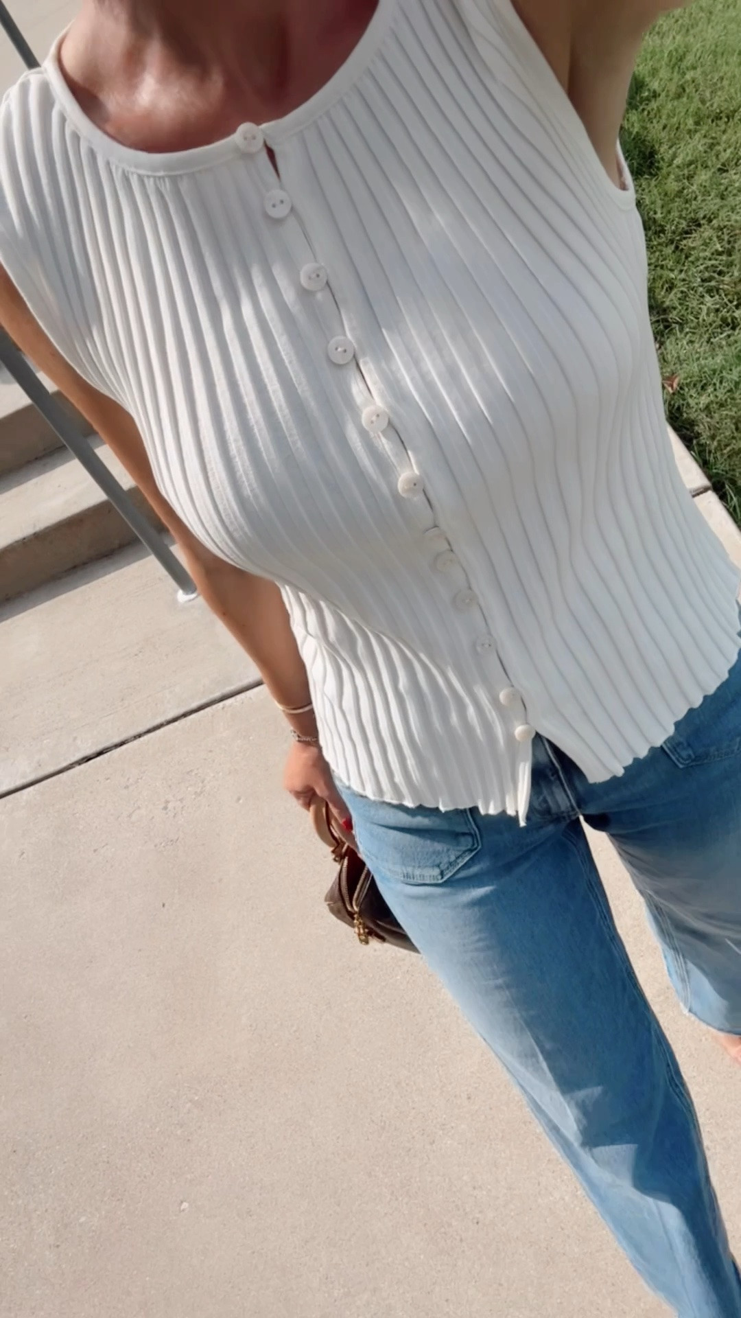 XS top / 24 jeans (size down one) / shoes are true to size

#LTKootd #LTKSaleAlert #LTKPetite