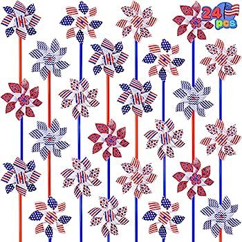 JOYIN 48 pcs Patriotic Party Supplies of 24 Pinwheels and 24 Flags for 4th of July Celebration, I... | Amazon (US)