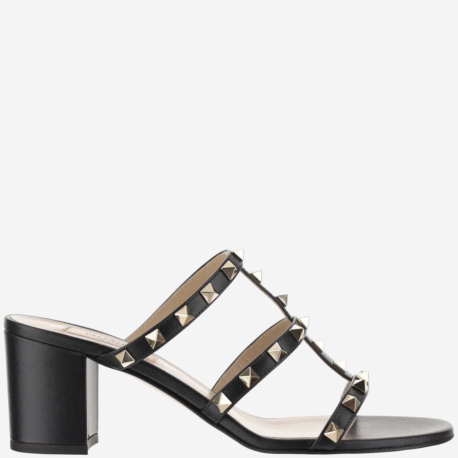 Valentino Garavani 60mm Calfskin Rockstud Slider Sandals | Italist.com US