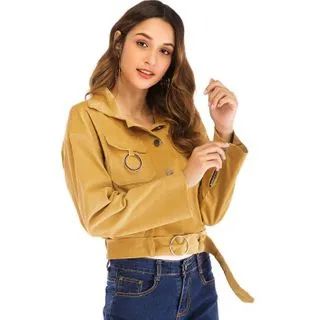 Corduroy Pocket Buttoned Cropped Jacket | YesStyle Global