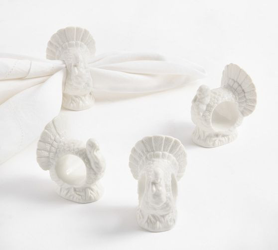 Figural Turkey Stoneware Napkin Rings - Set of 4 | Pottery Barn (US)