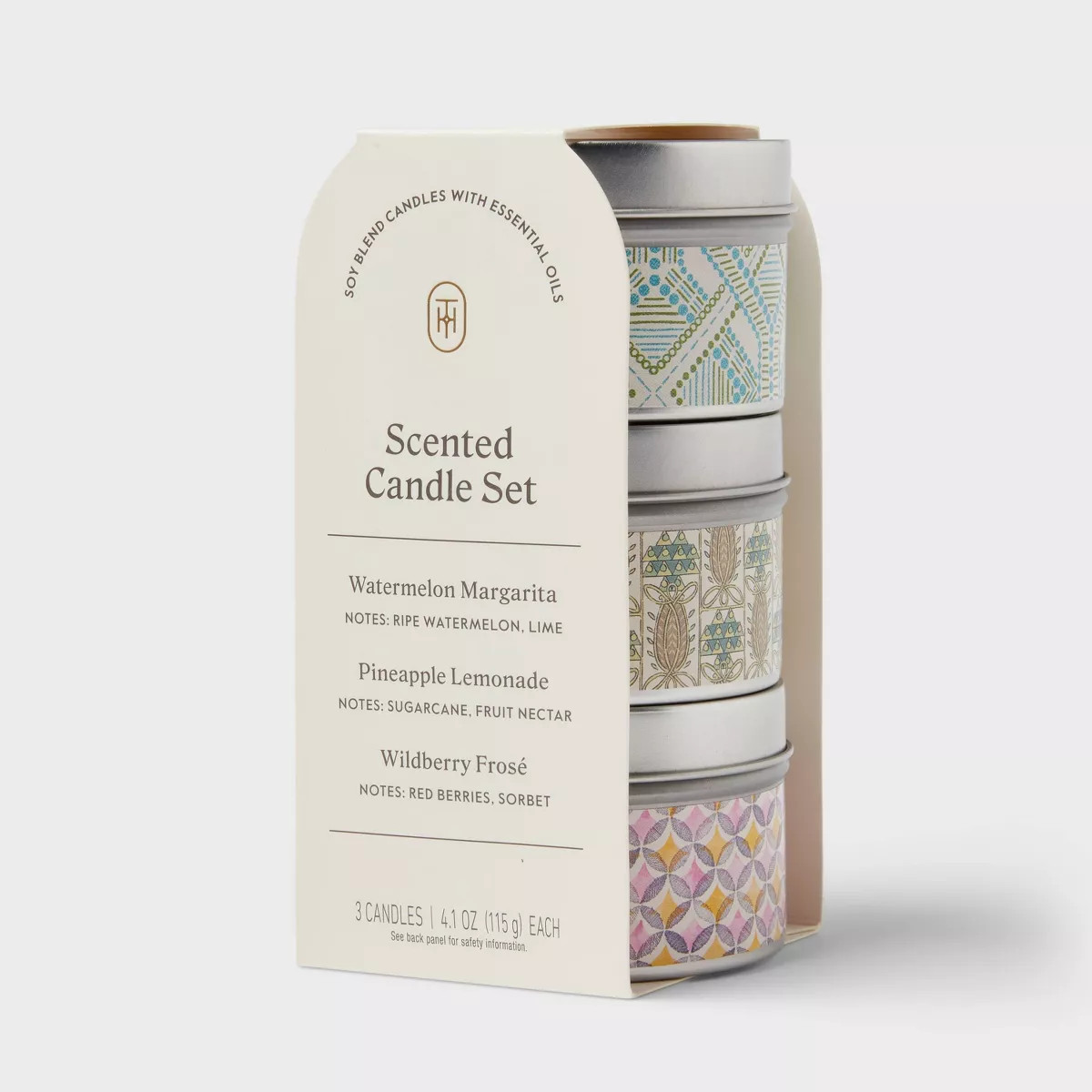 3pk Tin Candle - Watermelon Margarita and Pineapple Lemonade and Wildberry Frosé - Threshold™ | Target