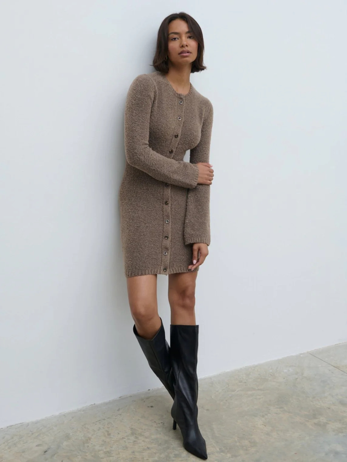 Aida Mini Button Down Knit Dress | Pretty Lavish (UK)