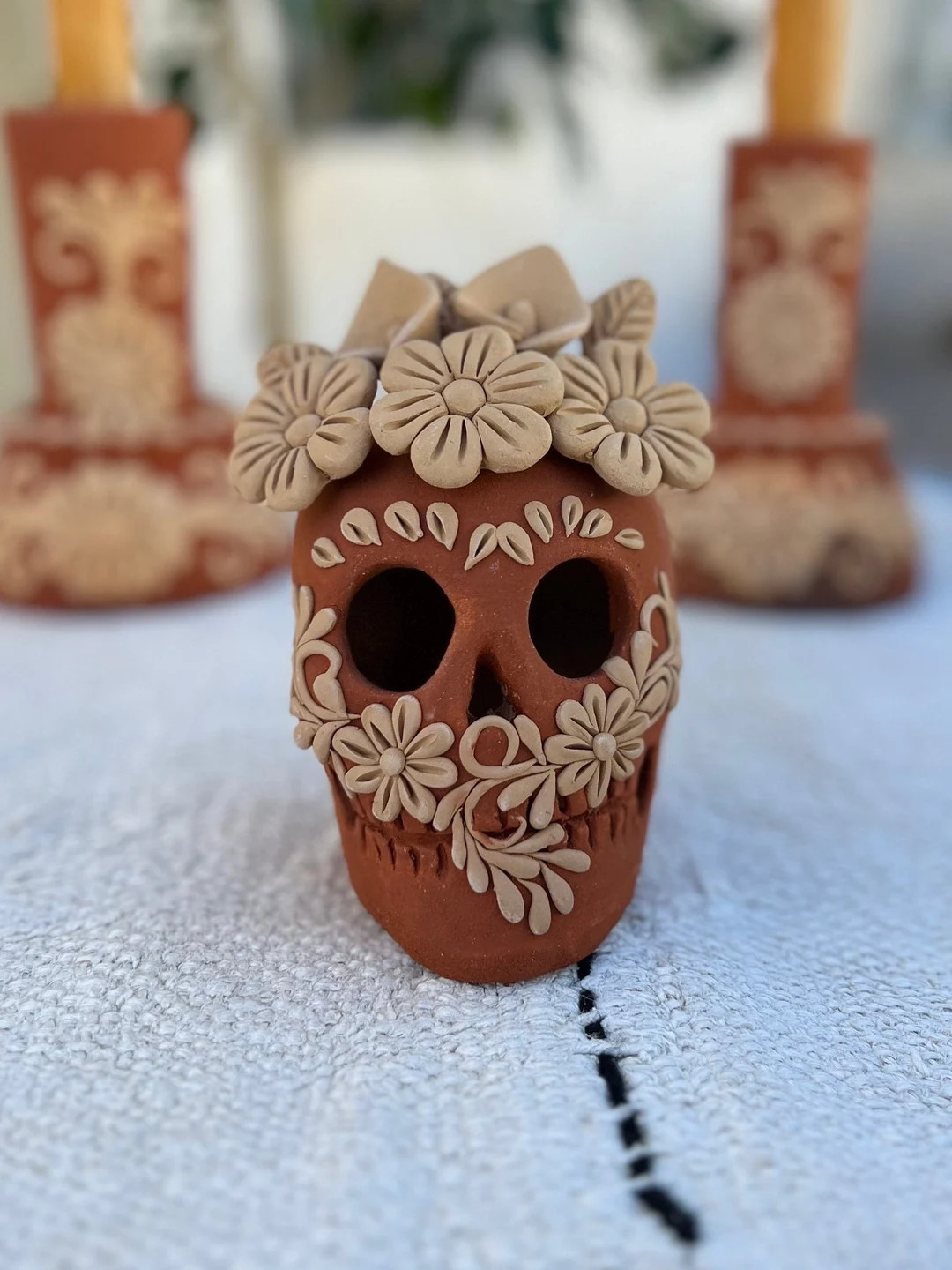Day of the Dead Clay Skull, Small | Etsy (US)
