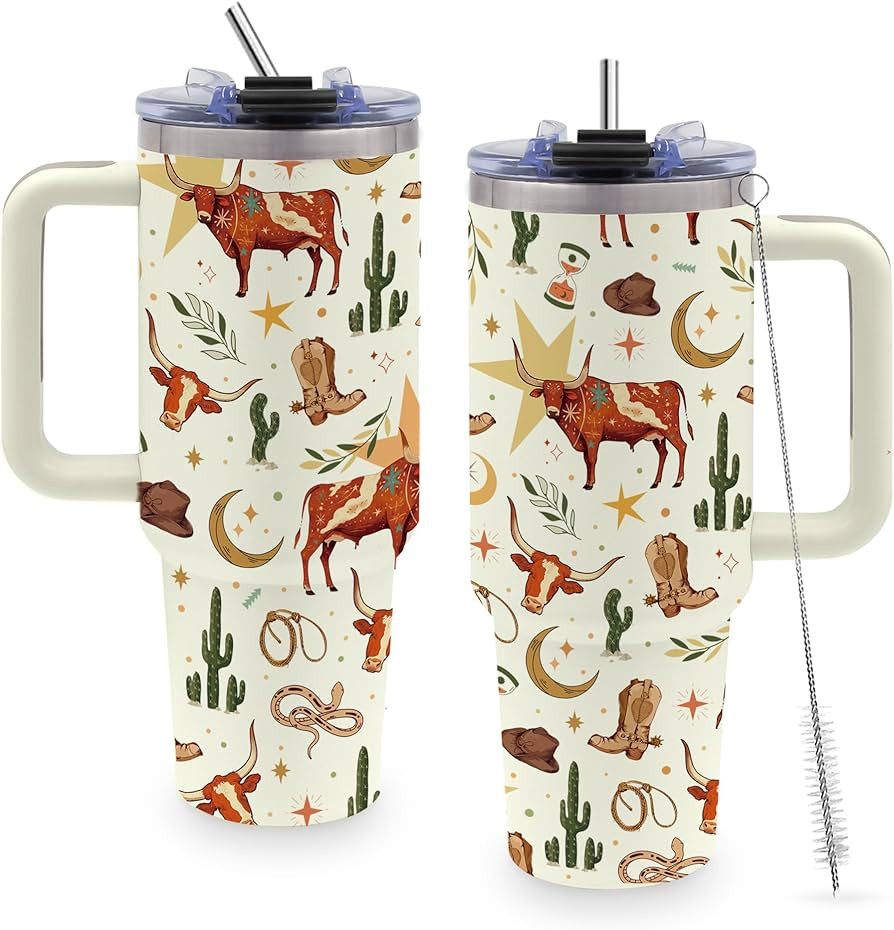 Rodeo Tumbler Gifts for Men, 40oz Cowgirl Western Tumbler with Handle for Women, Reusable Durable... | Amazon (US)