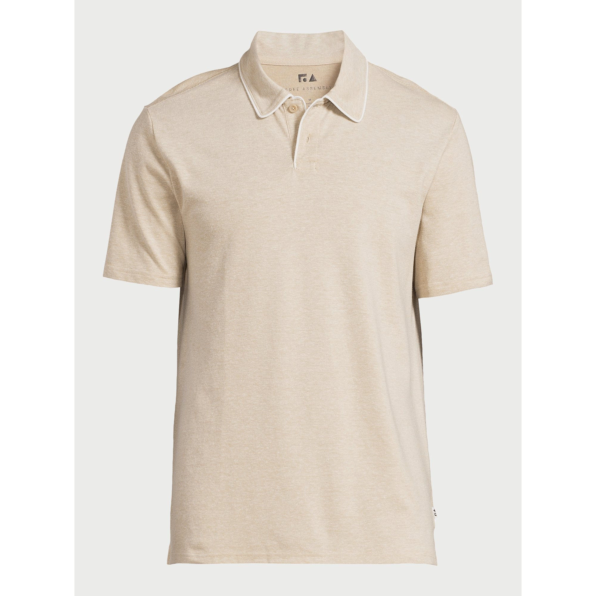 Free Assembly Men's Taped Oxford Pique Polo Shirt with Short Sleeves, Sizes S-3XL | Walmart (US)