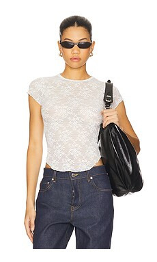Free People Ready To Go Lace Tee in Ivory from Revolve.com | Revolve Clothing (Global)