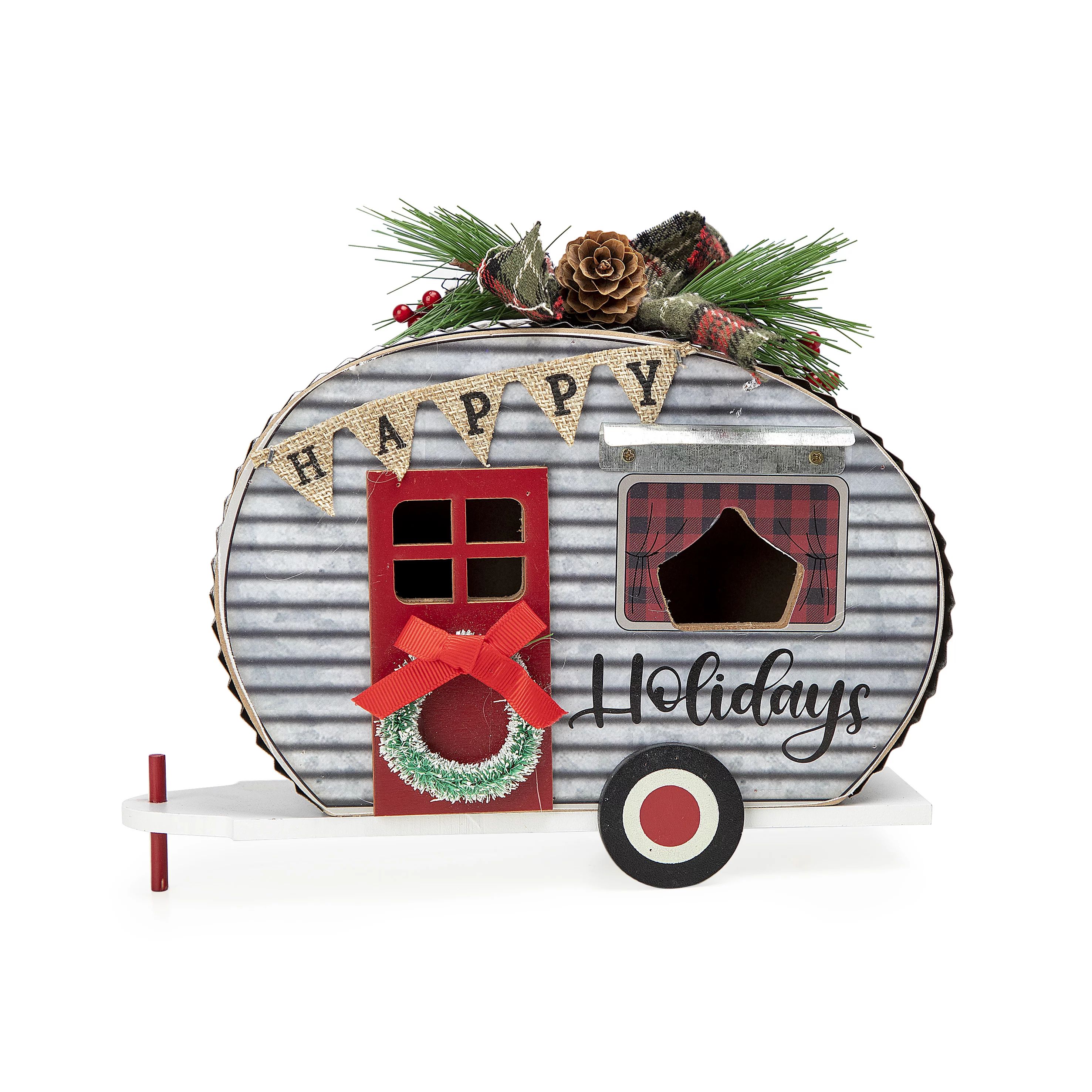 Holiday Time Happy Holidays Camper Tabletop Decoration | Walmart (US)