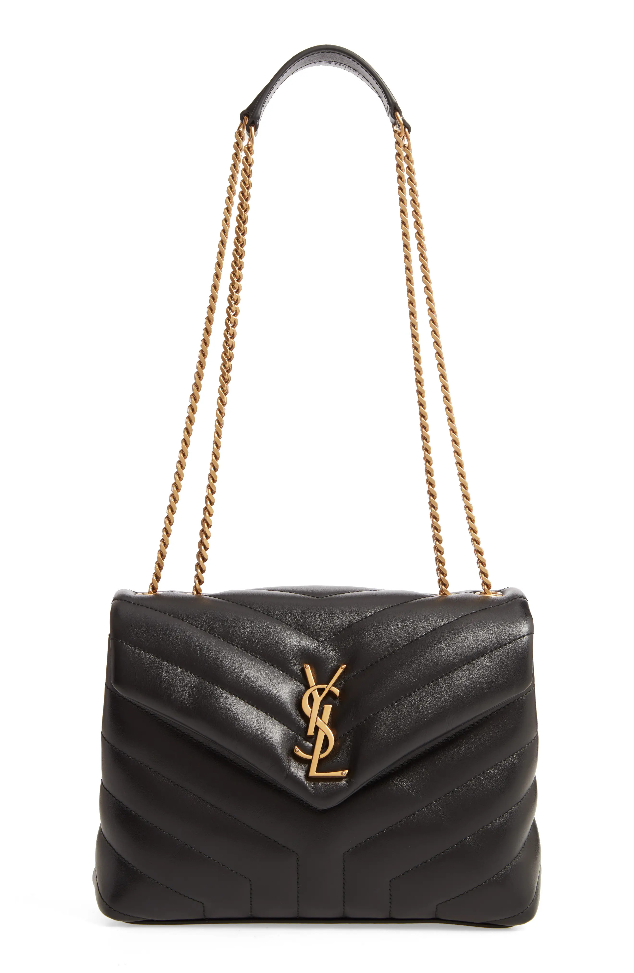 Saint Laurent Small Loulou Leather Shoulder Bag in Noir at Nordstrom | Nordstrom