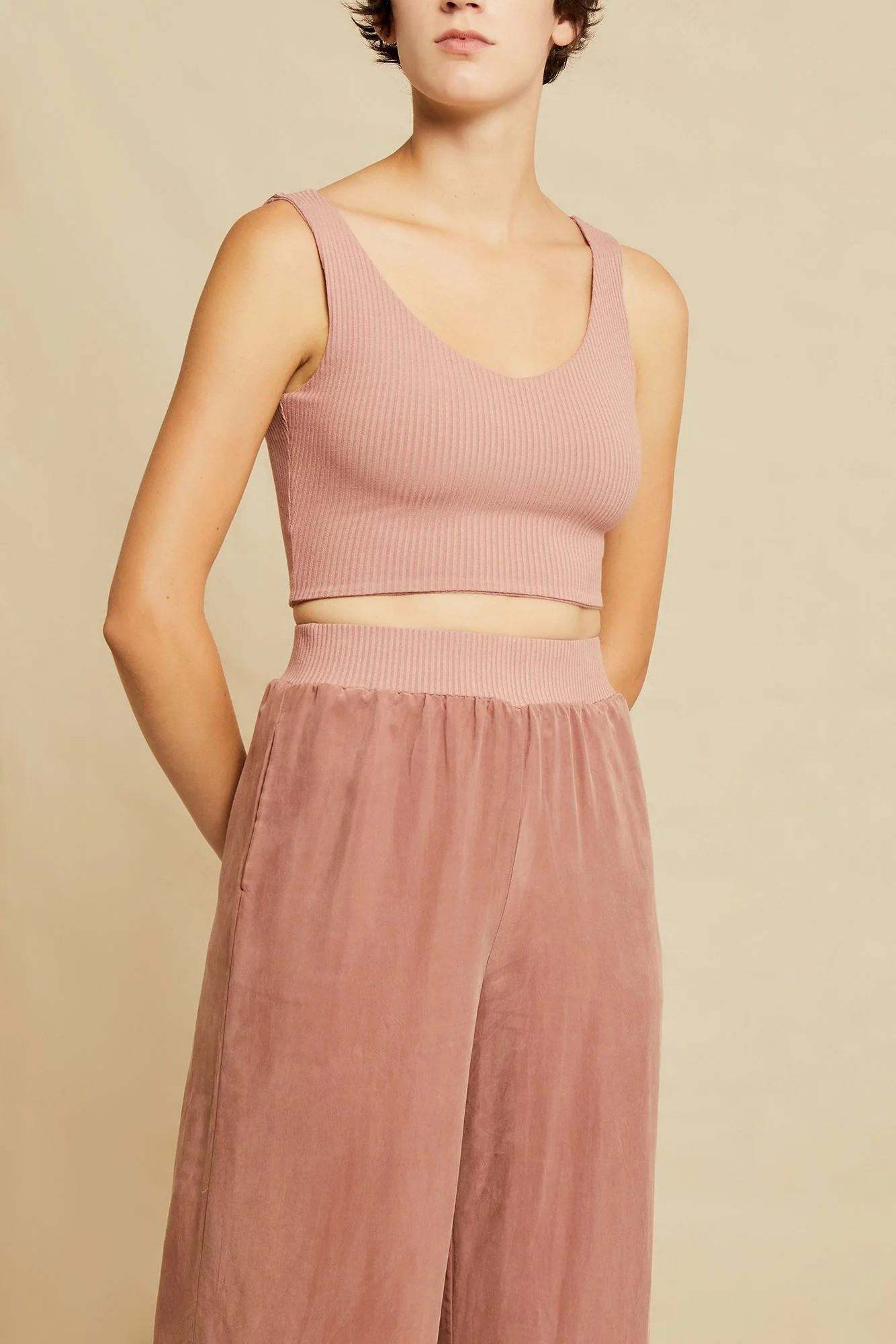 Rosa Paris Rib Tank - Quartz | Amour Vert