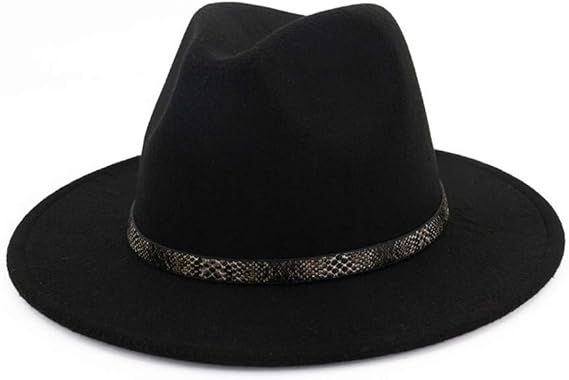 HUDANHUWEI Men & Women's Wide Brim Fedora Hat with Band Unisex Felt Panama Cap | Amazon (US)