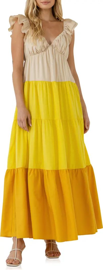English Factory Colorblock Tiered Maxi Dress | Nordstrom | Nordstrom
