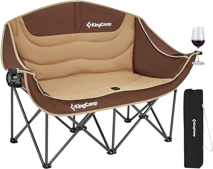 KingCamp Double Camping Chair Loveseat Heavy Duty for Adults Two Person Outdoor Folding Chairs wi... | Amazon (US)