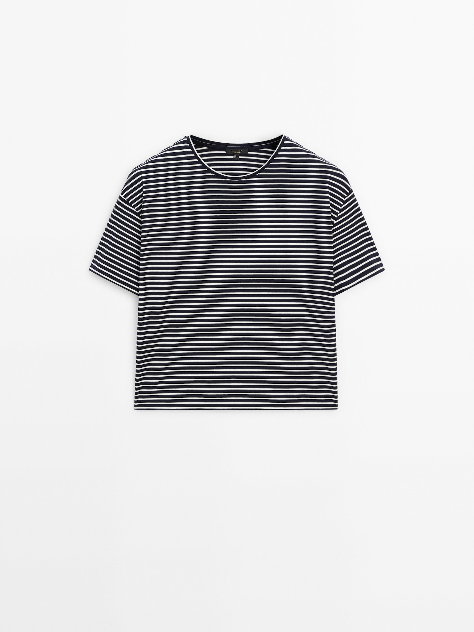 Short sleeve striped cropped T-shirt | Massimo Dutti US