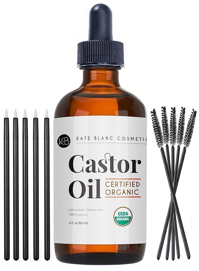 Organic Castor Oil (4oz), USDA Certified, 100% Pure, Cold Pressed, Hexane Free by Kate Blanc. Sti... | Amazon (US)