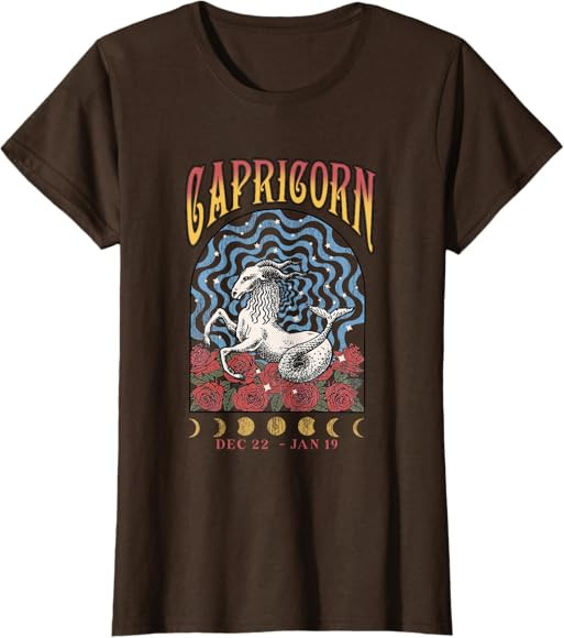 Capricorn Zodiac Sign Horoscope Astrology Birthday retro T-Shirt | Amazon (US)