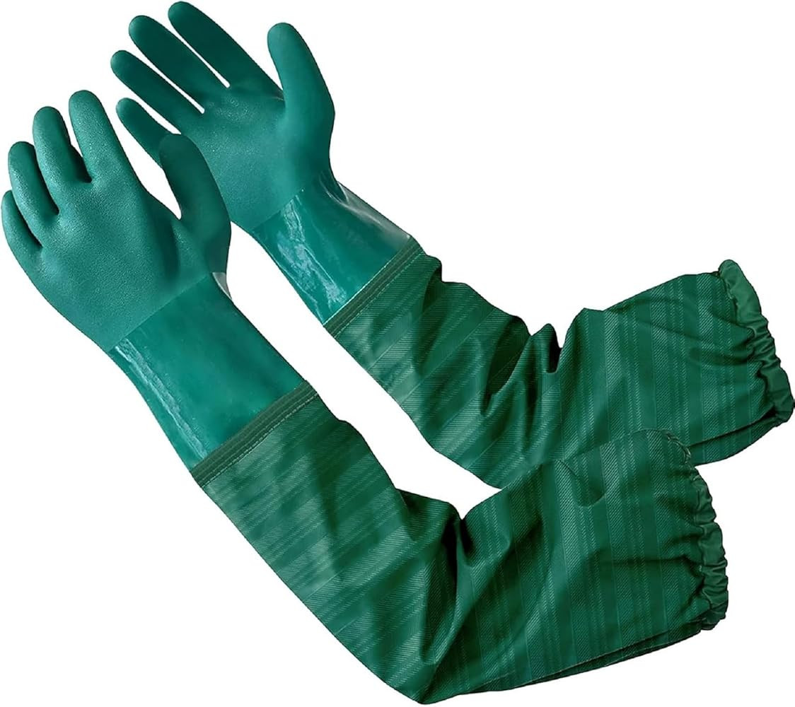 Eiito Extra-long 26" Rubber Pond Gloves, Chemical Resistant Gloves PVC Reusable,Heavy Duty Waterp... | Amazon (US)