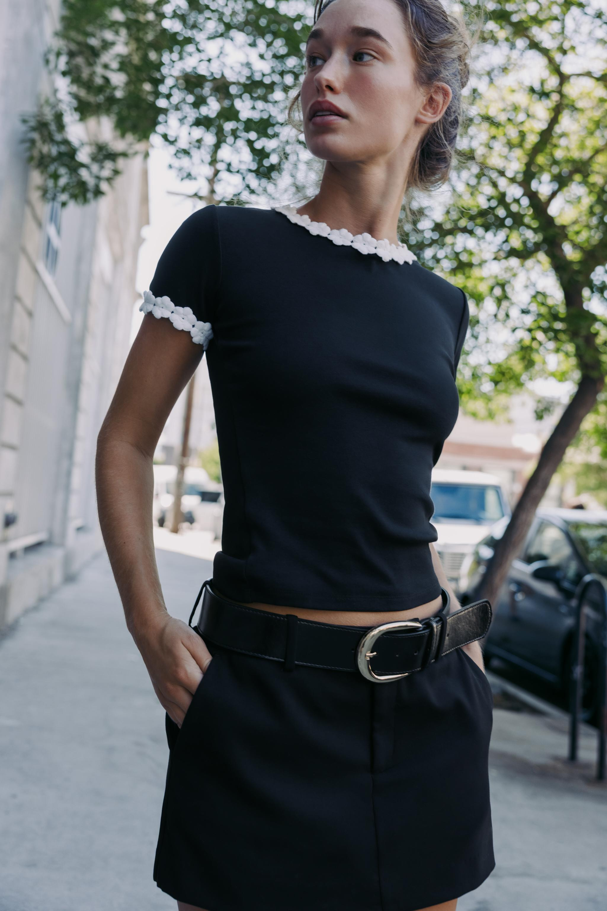 FLOWER TRIM T-SHIRT | Zara US