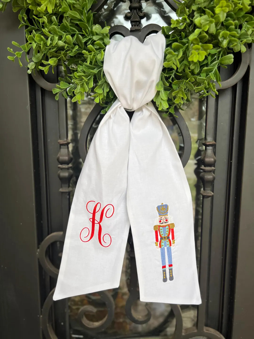 Christmas Custom Nutcracker/Monogram Wreath Sash, Christmas wreath sash, door scarf, personalized... | Etsy (US)
