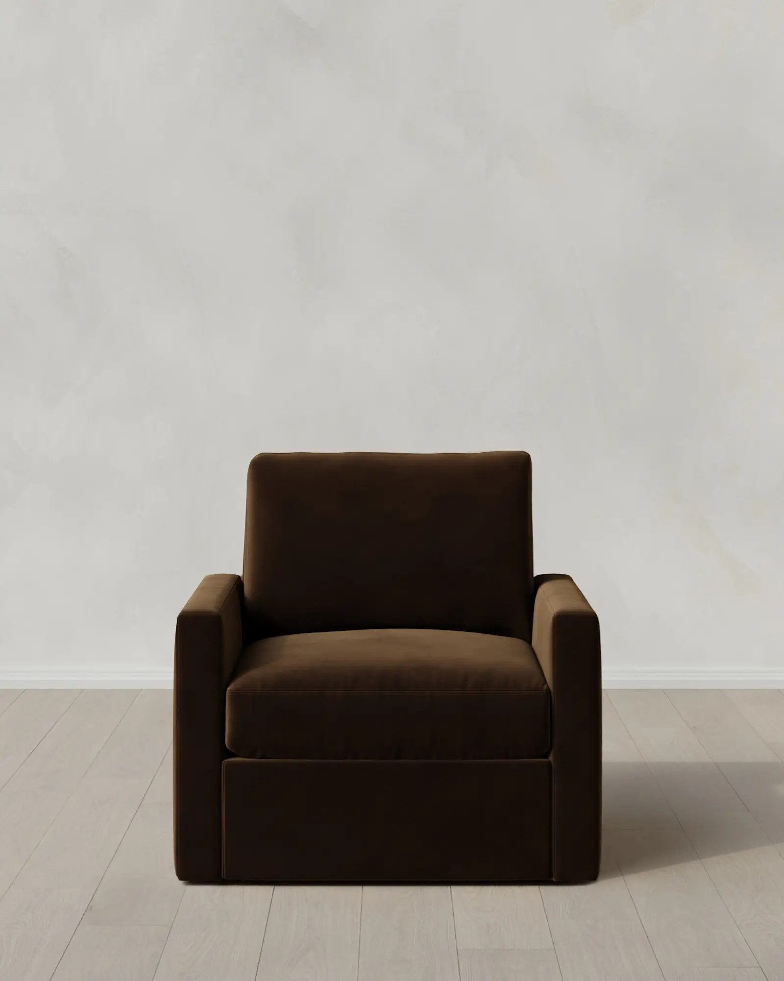 Brennan Performance Velvet Swivel Chair in Java | Quince