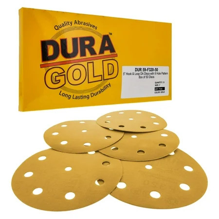 Dura-Gold - 320 Grit - 5 Gold Sanding Discs - 9-Hole Pattern Dustless Hook and Loop for DA Sander -  | Walmart (US)