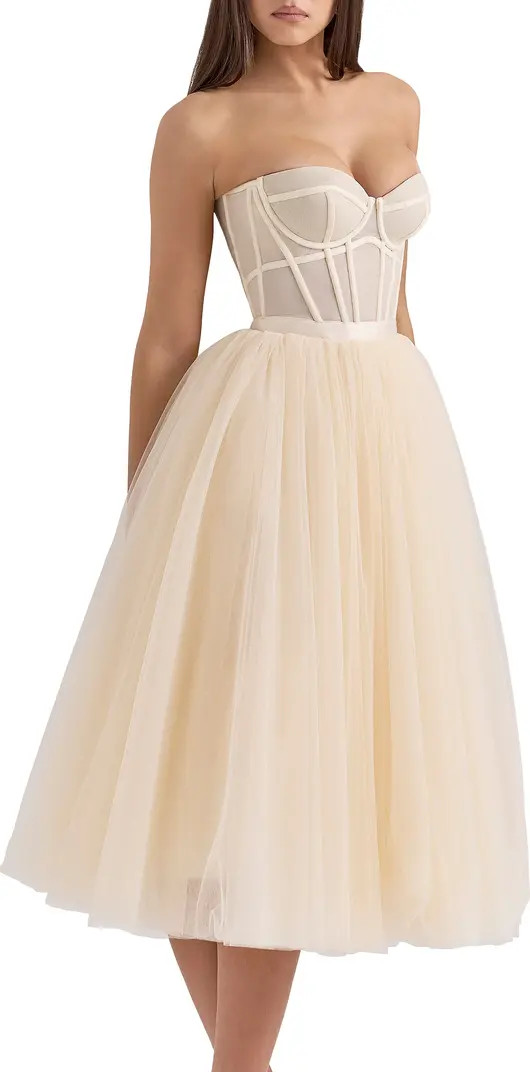 Darling Strapless Tulle Midi Dress | Nordstrom