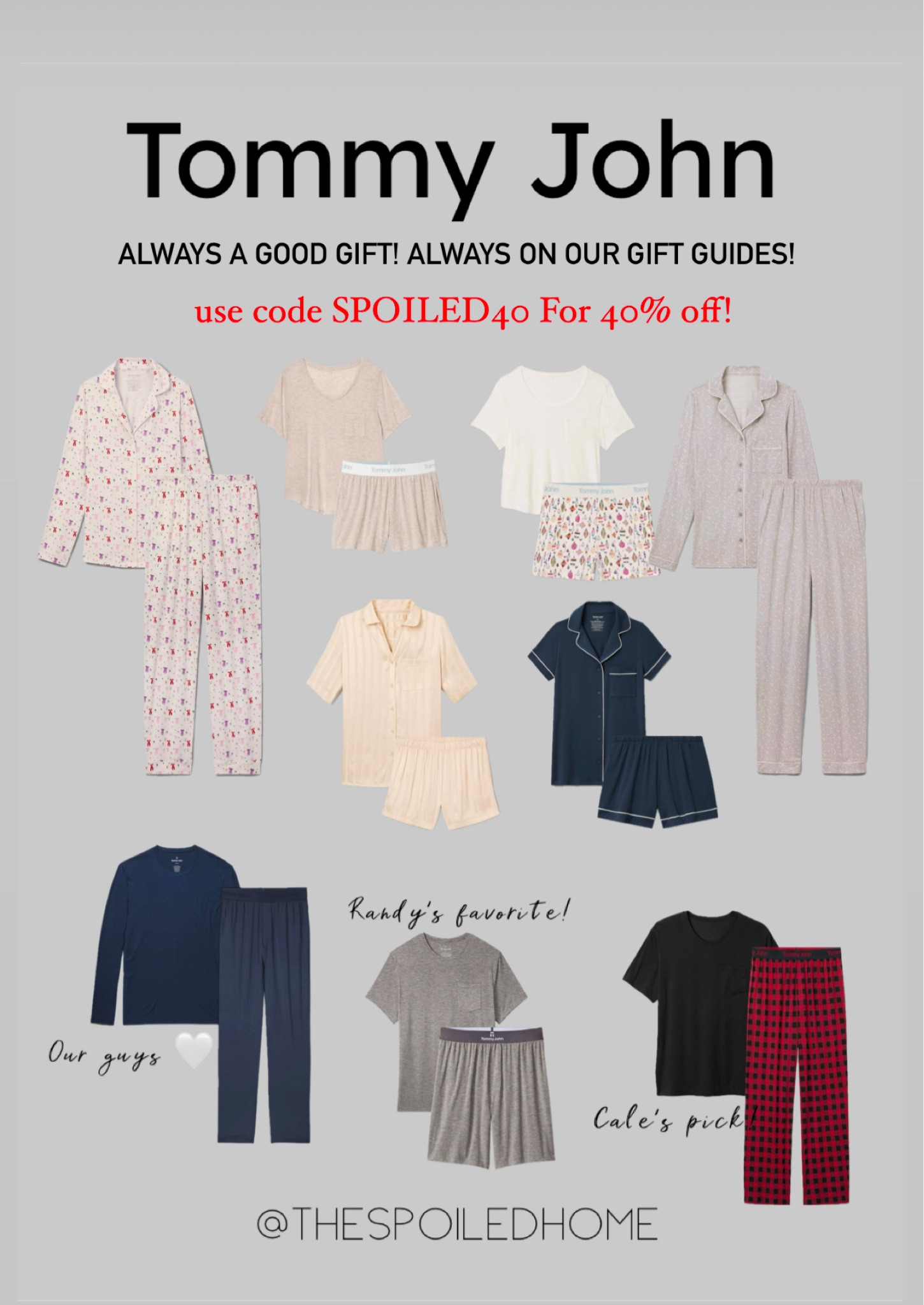 @tommyjohnwear is always on our gift guides year after year! We are so excited to share our code SPOILED40 good through the end of December! Shop early for best selection because styles and sizes sell out quickly! #tommyjohnpartner 

#LTKSeasonal #LTKGiftGuide #LTKHoliday