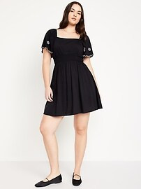 Waist-Defined Flutter-Sleeve Mini Dress | Old Navy (US)