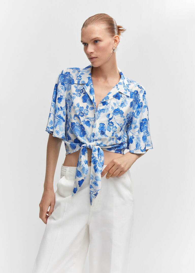 Floral shirt with knot | MANGO (UK)