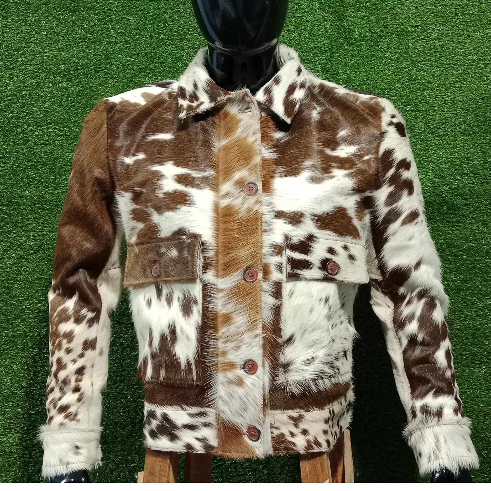 Cowhide Jacket Men's Real Hair on Cow Skin, Stylish Western Leather Jacket for Riding & Outdoor E... | Etsy (US)