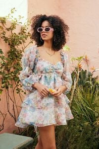 Organza Floral Print Babydoll Dress | Forever 21 (US)