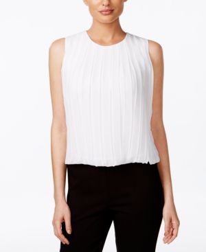 Calvin Klein Sleeveless Pleated Blouse | Macys (US)