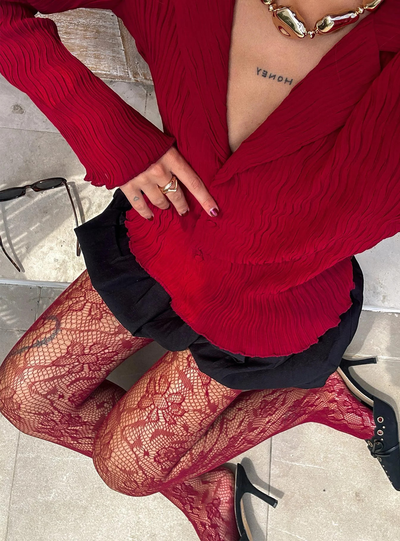Fior Lace Stockings Red | Princess Polly AU