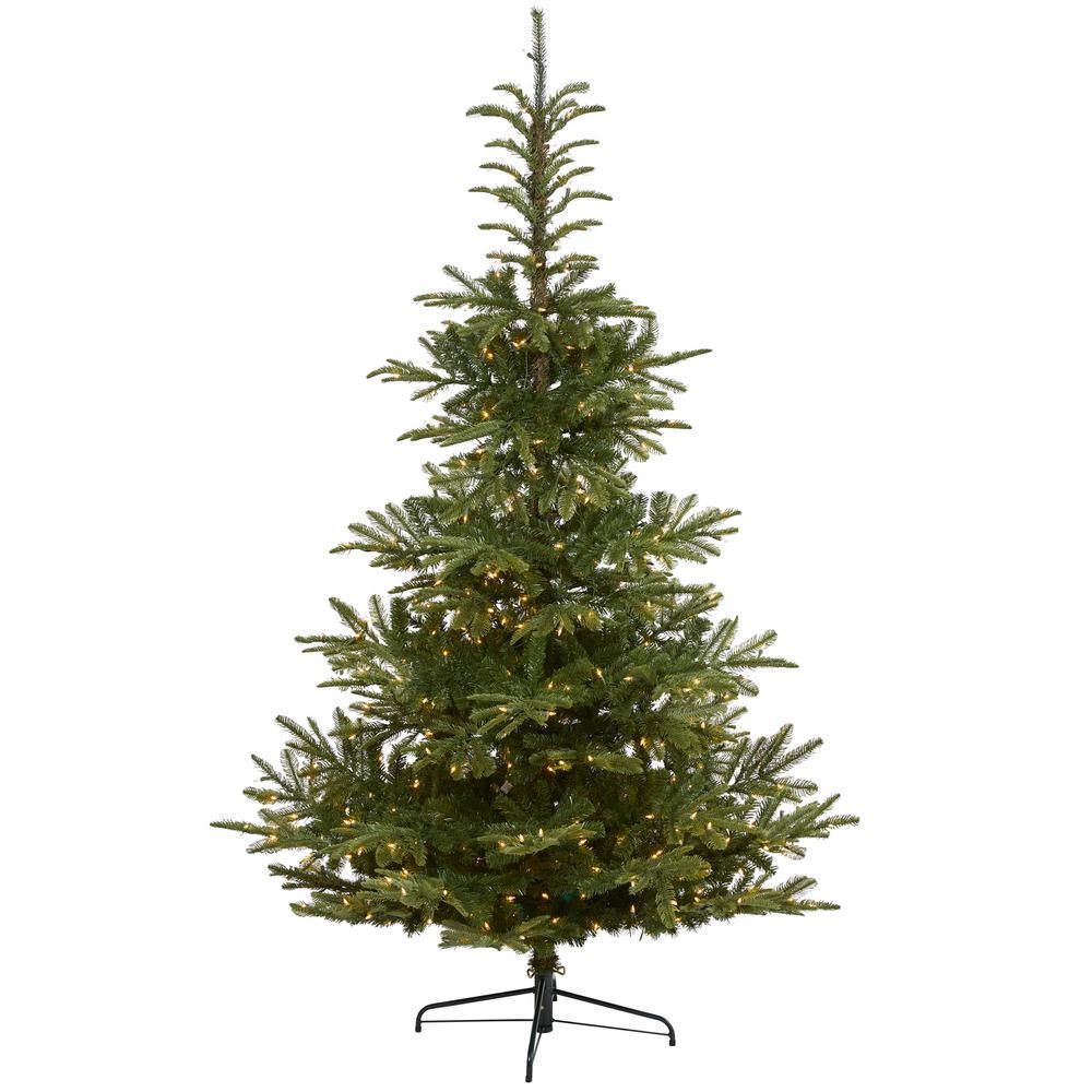 7.5 ft. Pre-Lit Layered Washington Spruce Artificial Christmas Tree with 550 Clear Lights | The Home Depot