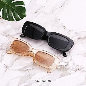 KUGUAOK Retro Rectangle Sunglasses Women and Men Vintage Small Square Sun Glasses UV Protection ... | Amazon (US)