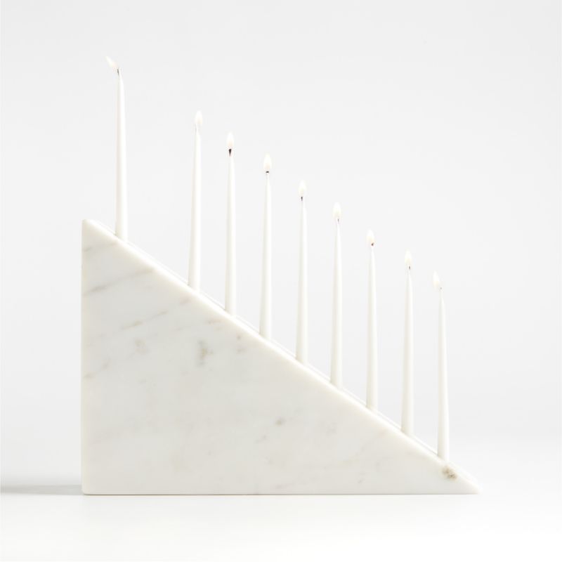 Elevation White Marble Hanukkah Menorah + Reviews | Crate & Barrel | Crate & Barrel