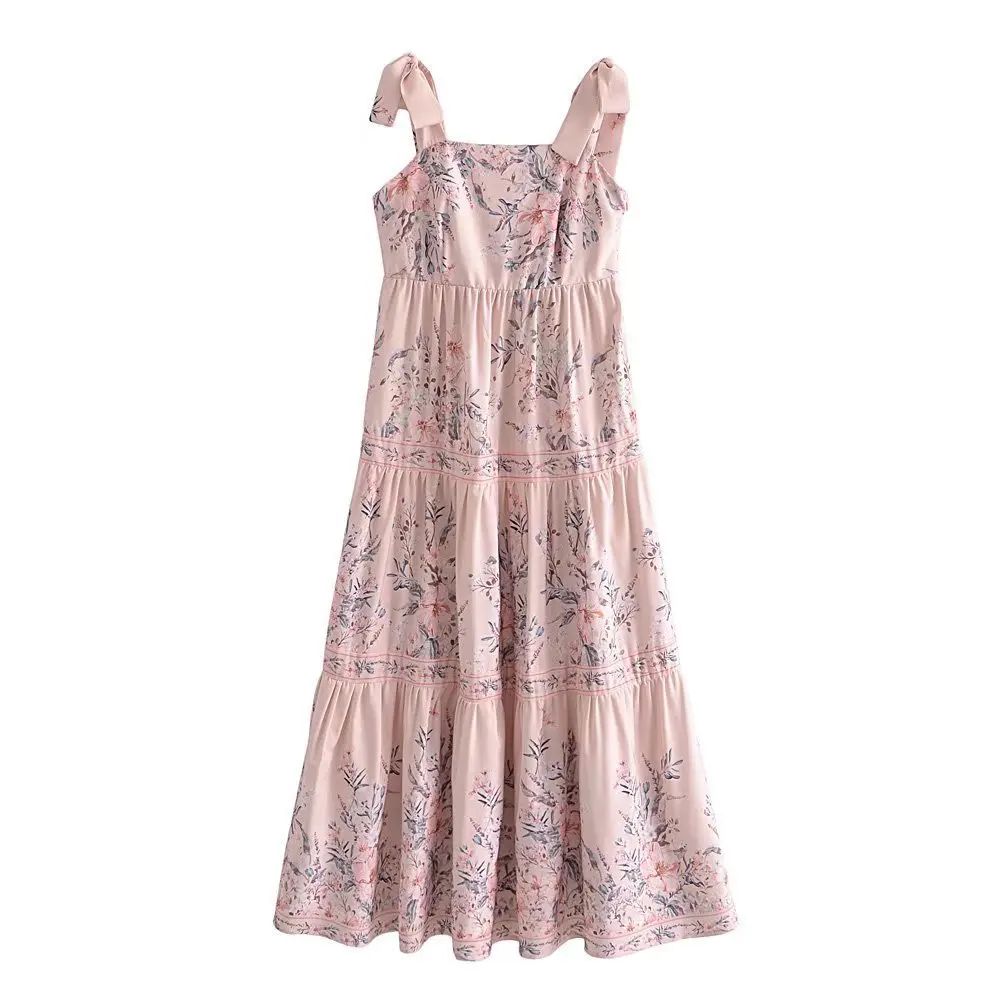 2023 New Midi Dress Strapless Printing Boho Dress Bandage A-line Summer Vacation Dress Romantic L... | AliExpress (US)